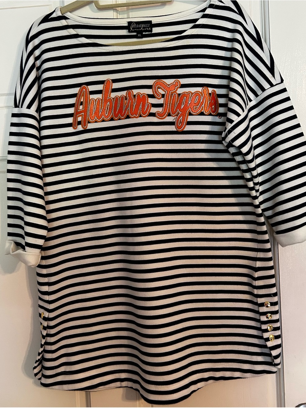 Game Day Couture Auburn Tigers Top Woman XL Navy/White Stripe Auburn in Orange